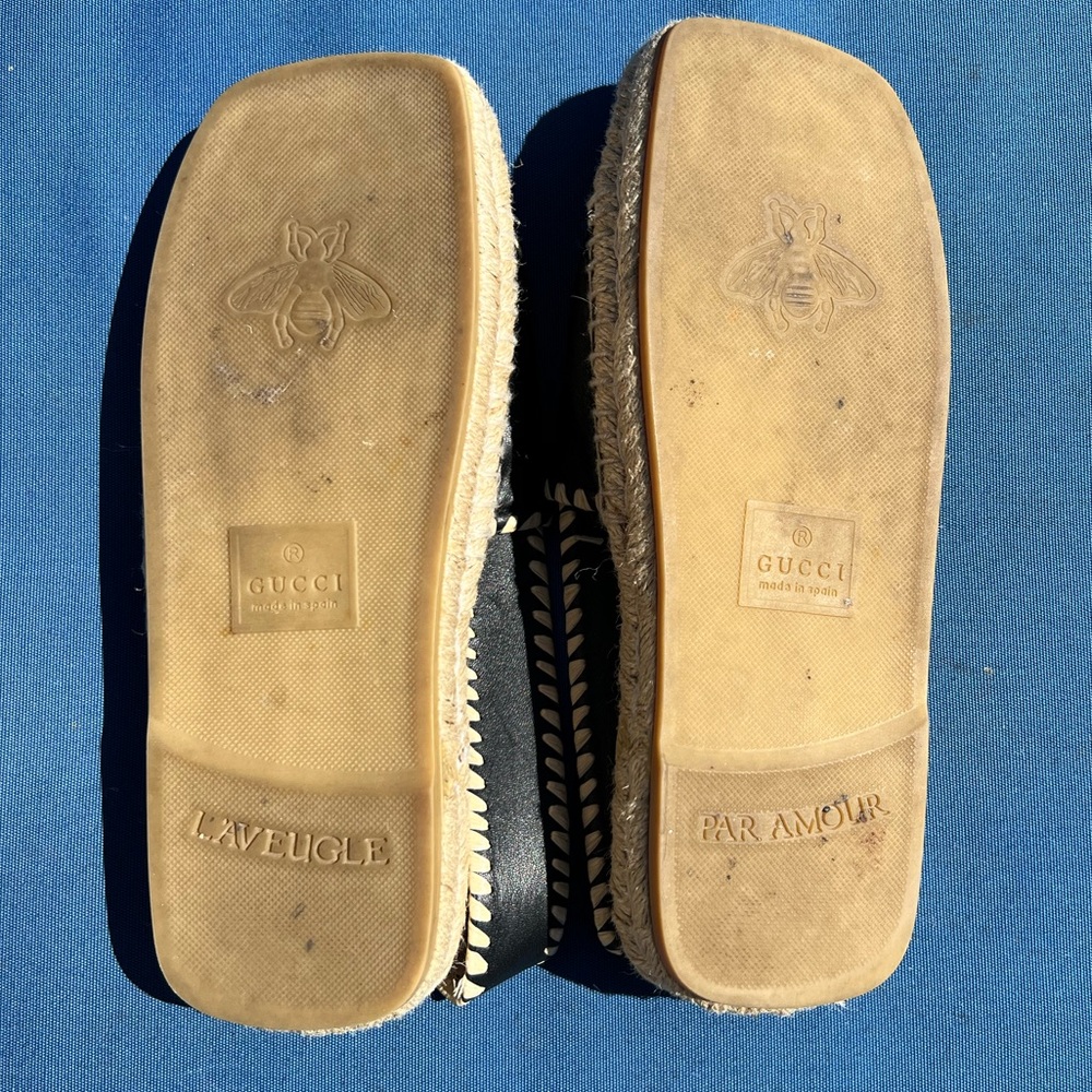 Gucci Marmont Espadrille Slide Sandals with GG & Gold Buckle Size 36 - Picture 8 of 10